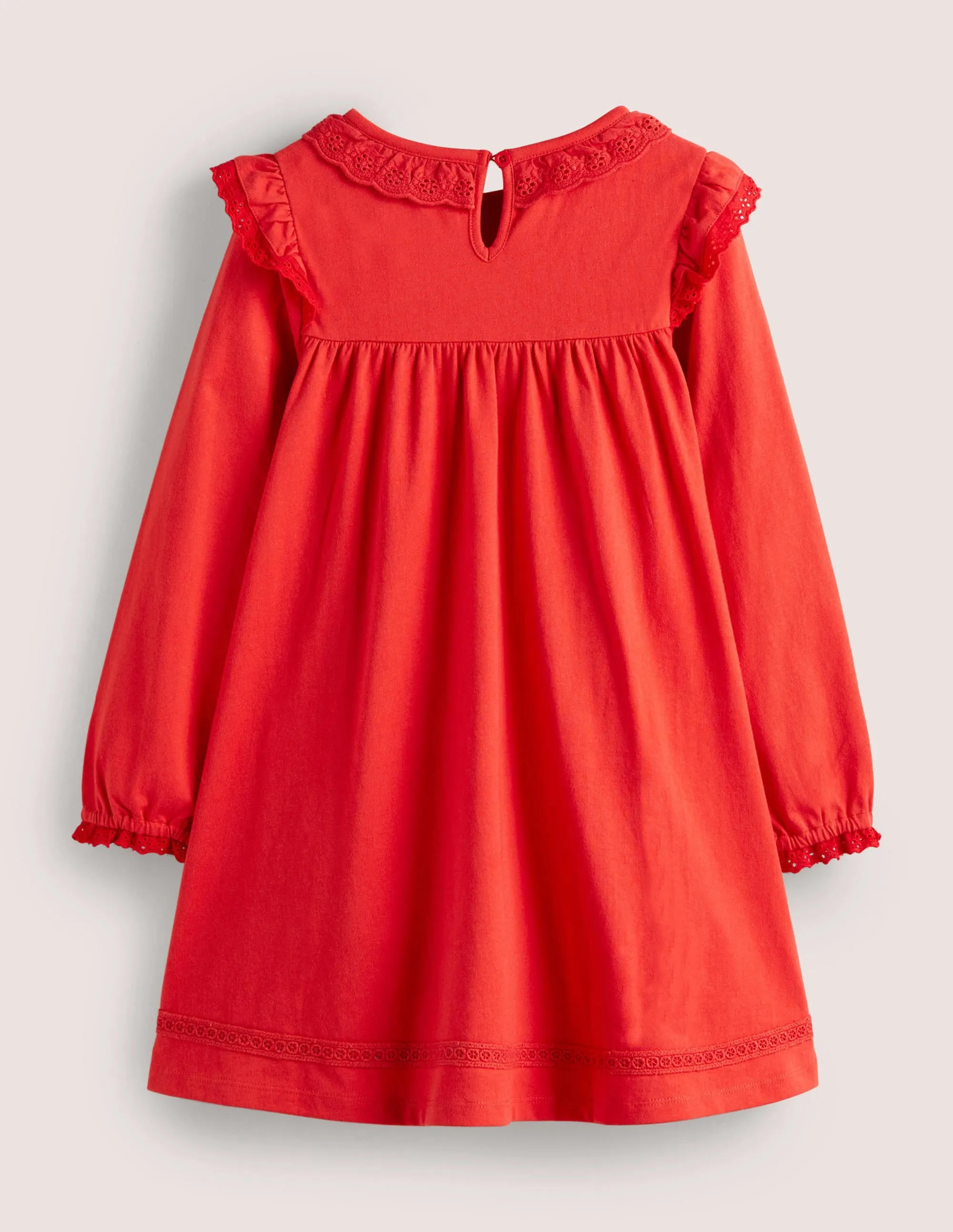 Broderie Frill Dress-Rockabilly Red
