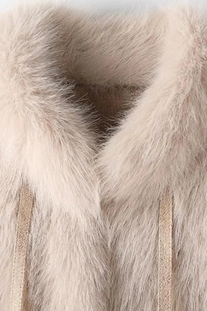 Cozy Faux Fox Fur Coat with Stand Collar