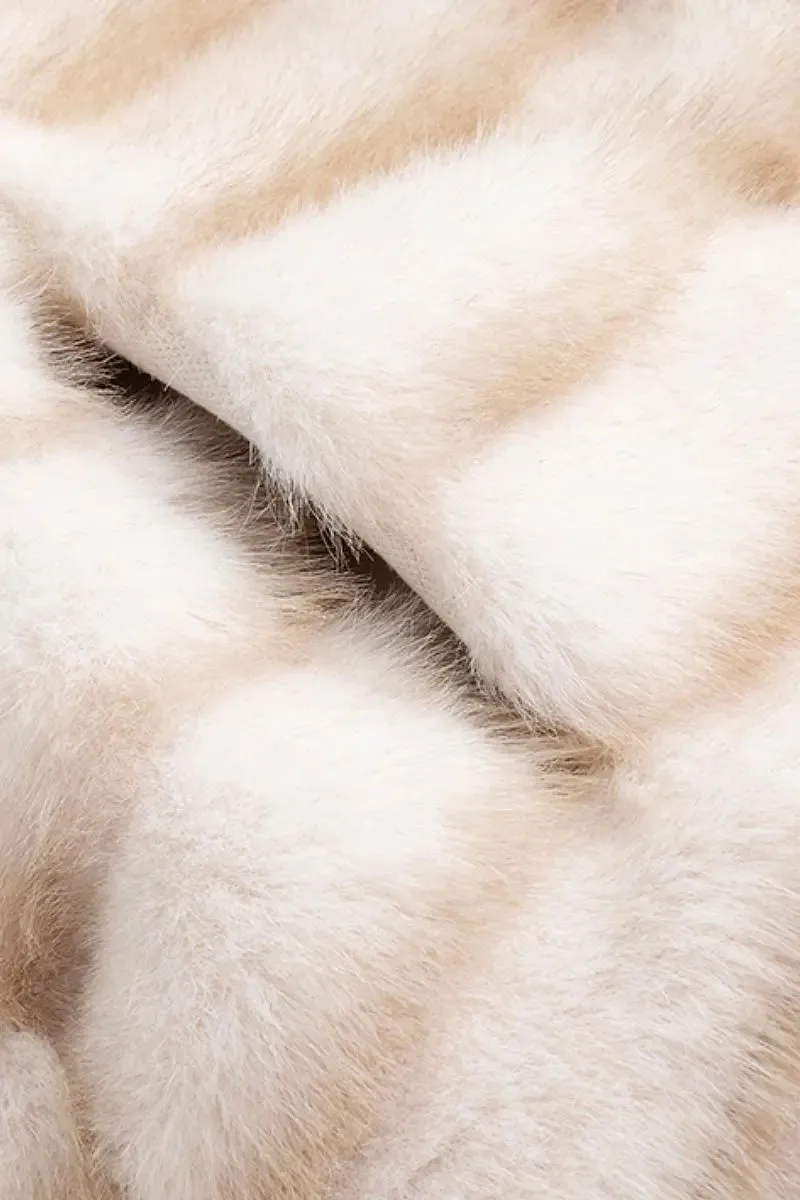 Cropped Faux Fur Chinchilla Coat with Oversized Collar
