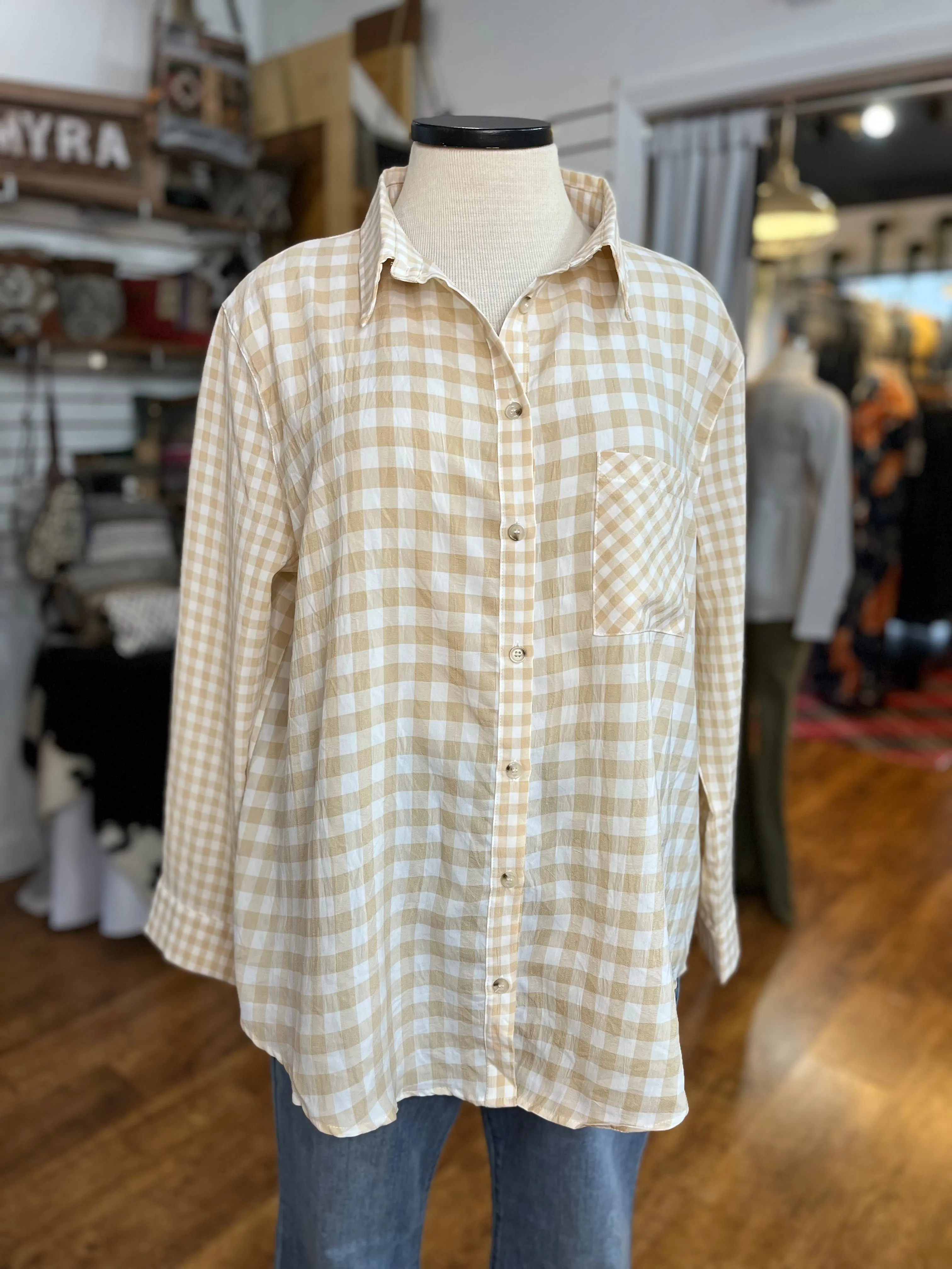 Find You Well Gingham Print Top