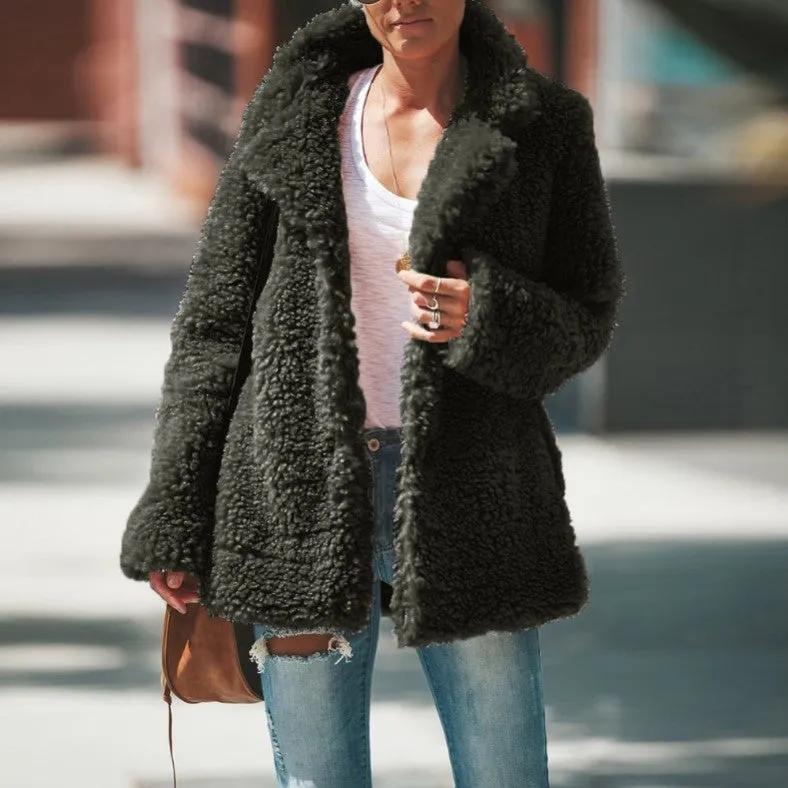 Long Sleeve Faux Fur Coat Jacket