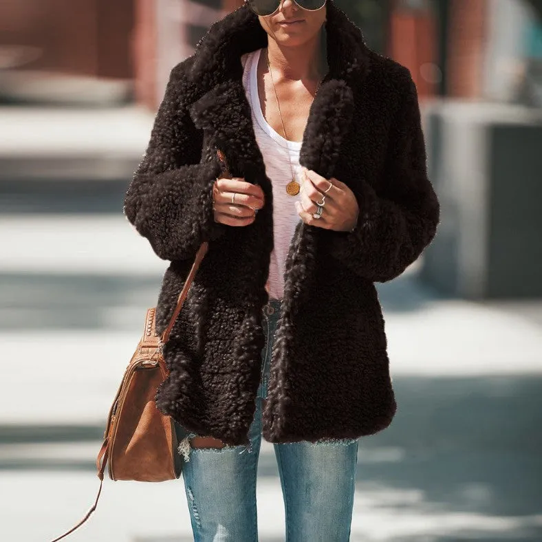 Long Sleeve Faux Fur Coat Jacket
