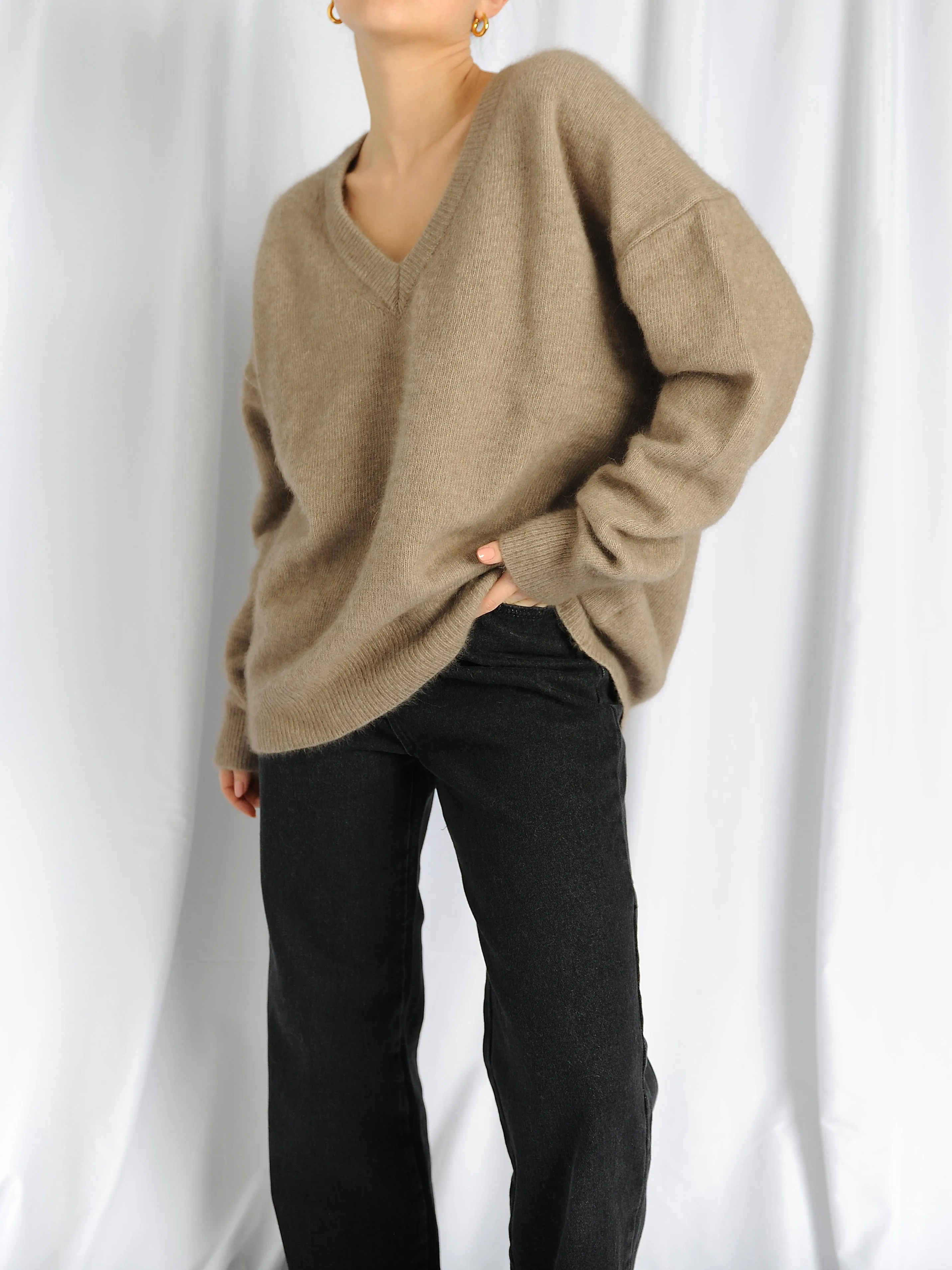 Premium Ultra Soft Oversized V neck Sweater