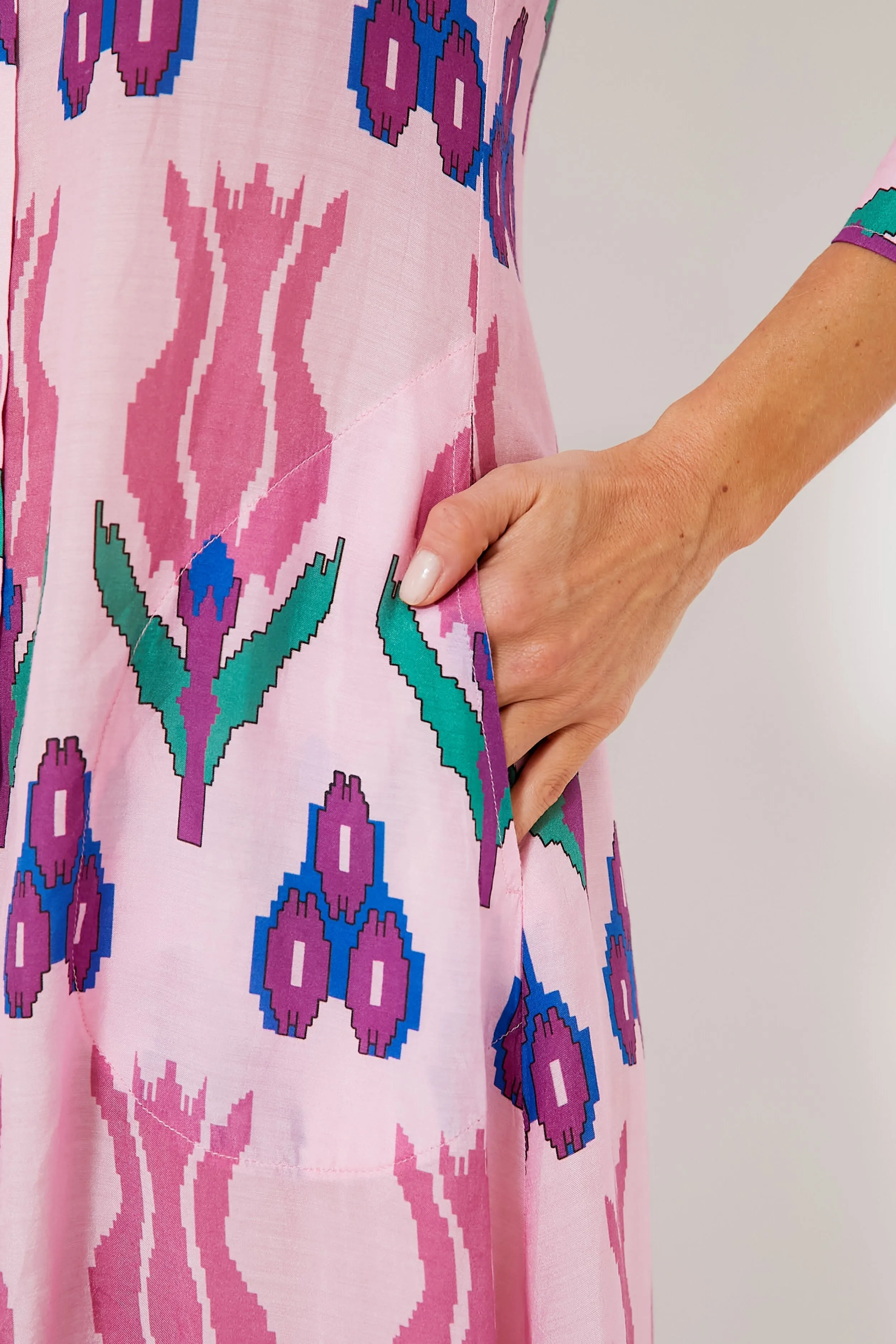Sumba Pink Shirt Midi Dress